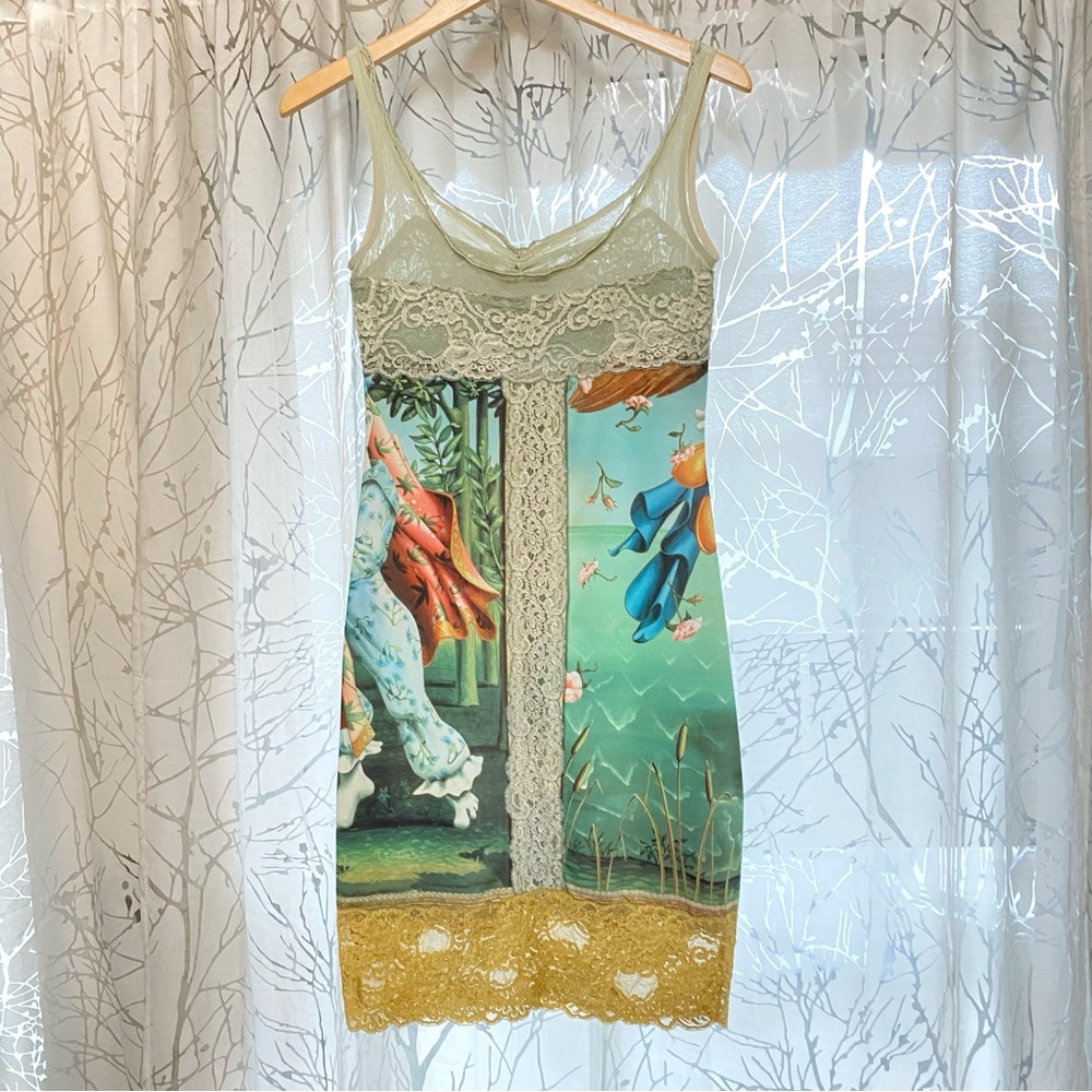 VINTAGE CASADEI BETTY BOOP SLEEVELESS MINI DRESS green blue gold - Picture 6 of 13